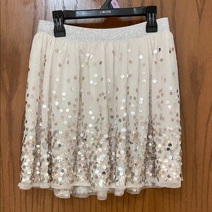 Cat & Jack UEC Girls Sz Large (10/12)  Cream Silver Lined Sequin Skirt